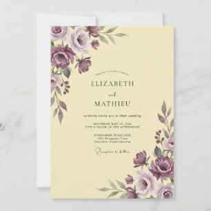 Blassgelbe Lavendel-Blüten-Hochzeit Einladung