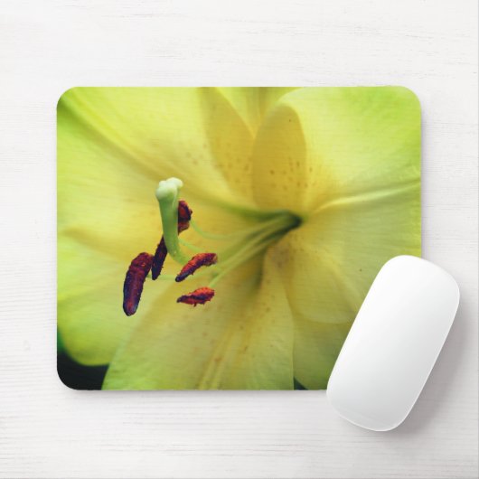 Blassgelbe Lilie Blume Nah Mousepad (Mit Mouse)