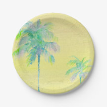Blassgelbe mehrfarbige Palmbaum-Papierplatten