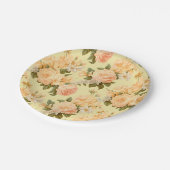 Blassgelbe pfirsichfarbene Blume Pappteller (Schrägansicht)