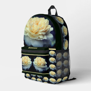 Blassgelbe Rose im Blutspiegel Personalisiert Bedruckter Rucksack
