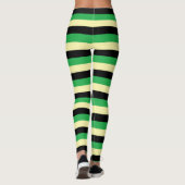 Blassgelbe, schwarze und grüne Streifen Leggings (Rückseite)