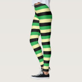 Blassgelbe, schwarze und grüne Streifen Leggings (Links)