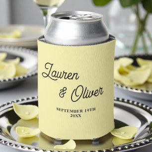 Blassgelbe Skript-Minimalist-Hochzeit Dosenkühler