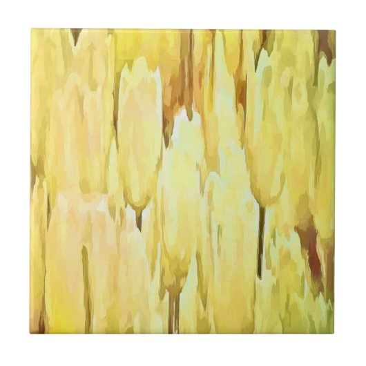 Blassgelbe Tulips Abstrakt Fliese (Vorderseite)