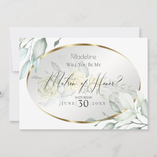 Blassgelbe Wasserfarben Rose Matron of Honour Einladung (Vorderseite)