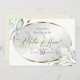 Blassgelbe Wasserfarben Rose Matron of Honour Einladung