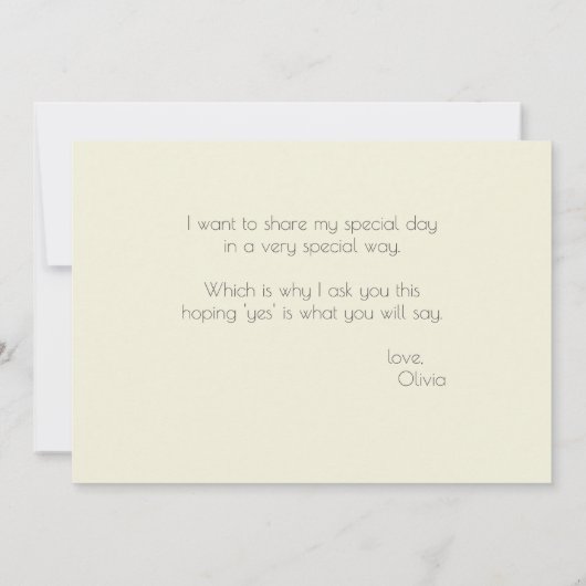 Blassgelbe Wasserfarben Rose Matron of Honour Einladung (Rückseite)