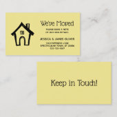 Blassgelbe "Wir haben uns bewegt"-Karte mit Kleine Visitenkarte (Vorne/Hinten)