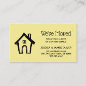 Blassgelbe "Wir haben uns bewegt"-Karte mit Kleine Visitenkarte (Vorderseite)