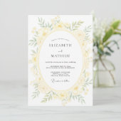 Blassgelber Kranz Hochzeit Einladung (Stehend Vorderseite)
