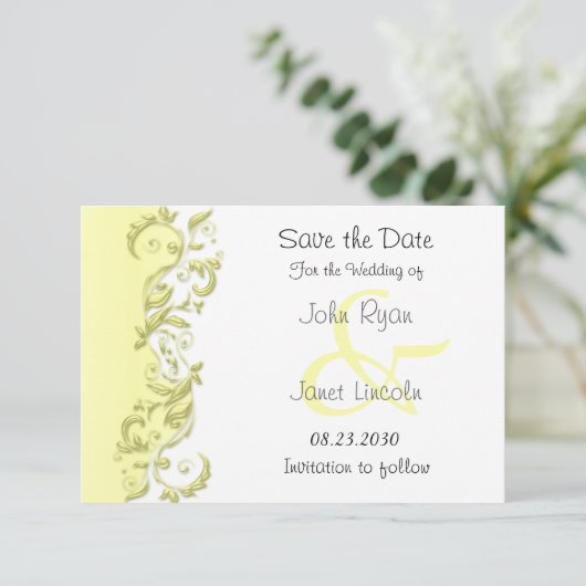Blassgelber Polka-Dot - Save the Date (Stehend Vorderseite)