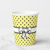 Blassgelber Schwarzer Polka Dock White Bow Persona Pappbecher (Rückseite)
