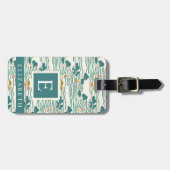 Blassgelbes Aquamarin-grünes Abstraktes Muster Gepäckanhänger (Vorderseite horizontal)