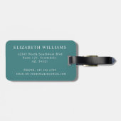 Blassgelbes Aquamarin-grünes Abstraktes Muster Gepäckanhänger (Rückseite horizontal)