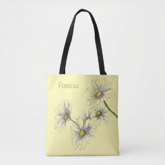 Blassgelbes Aquarellfarben-Daisy-Design Tasche