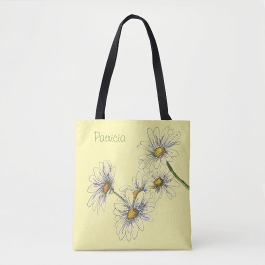 Blassgelbes Aquarellfarben-Daisy-Design Tasche (Vorderseite)