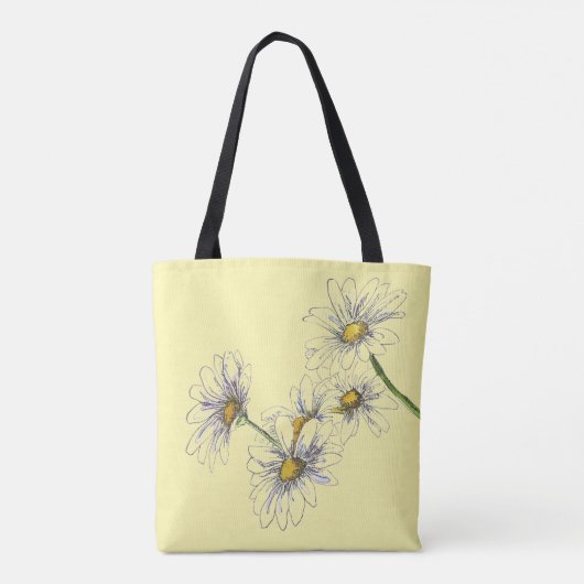 Blassgelbes Aquarellfarben-Daisy-Design Tasche (Rückseite)