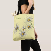 Blassgelbes Aquarellfarben-Daisy-Design Tasche (Von Nahem)