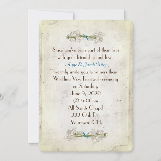 Blassgelbes Daisy-Makro auf abgerissenem Randpapie Einladung (Rückseite)