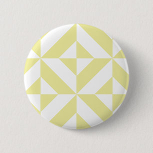 Blassgelbes geometrisches Deco-Würfel-Muster Button