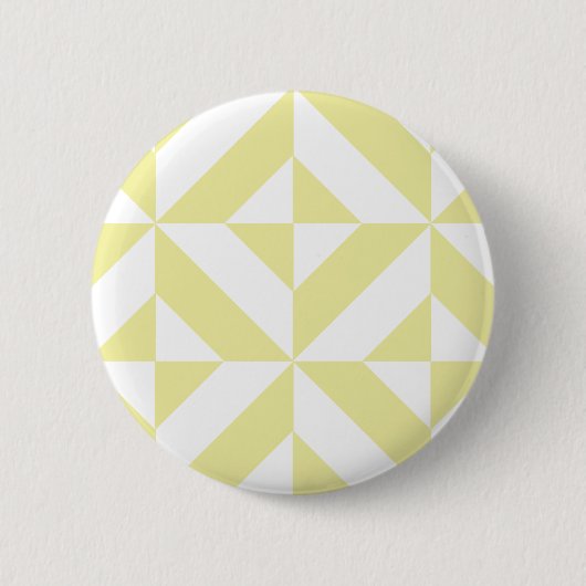 Blassgelbes geometrisches Deco-Würfel-Muster Button (Vorderseite)