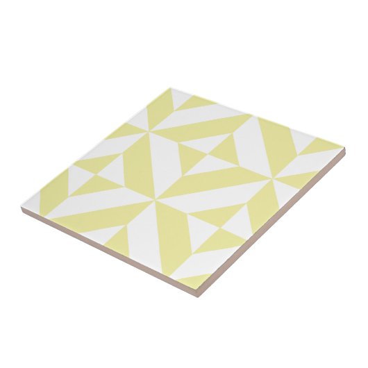 Blassgelbes geometrisches Deko Cube-Muster Fliese (Seite)