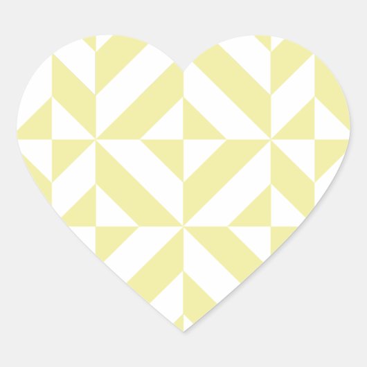 Blassgelbes geometrisches Deko Cube-Muster Herz-Aufkleber (Vorderseite)