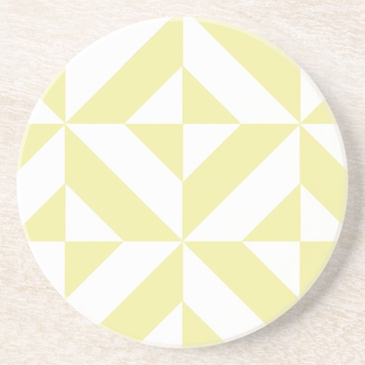 Blassgelbes geometrisches Deko Cube-Muster Sandstein Untersetzer (Vorne)