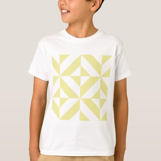 Blassgelbes geometrisches Deko Cube-Muster T-Shirt (Vorderseite)
