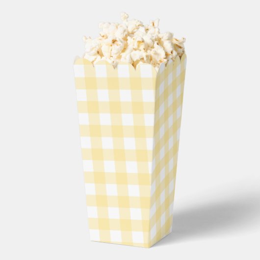 Blassgelbes Gingham Kariertes Gastgeschenk Popcorn Geschenkschachtel (Geplatzt)