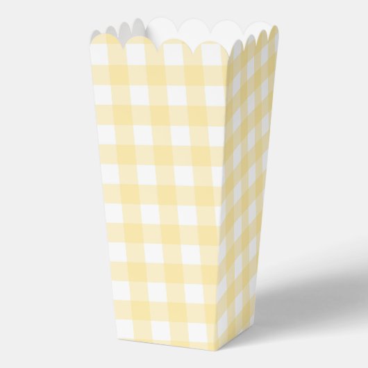 Blassgelbes Gingham Kariertes Gastgeschenk Popcorn Geschenkschachtel (Vorderseite)