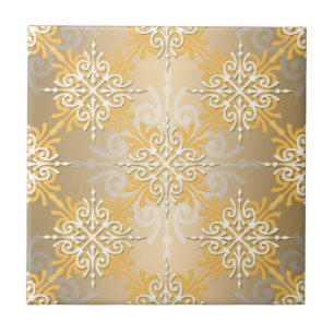 Blassgelbes Gold Damastmuster Fliese