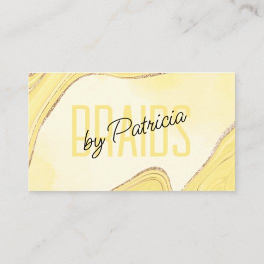 Blassgelbes Goldmedaille Glitzer Agate Friseur Sal Visitenkarte (Rückseite)