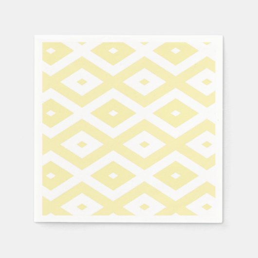 Blassgelbes und weißes Diamantmuster Serviette (Vorderseite)