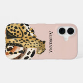 Blassgold Leopard iPhone 16 Hülle (Rückseite (Horizontal))