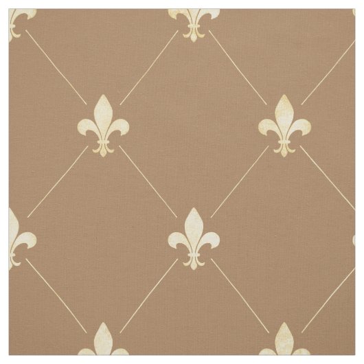 Blassgoldbraune Fleur-de-Lis (groß) braun Stoff (Muster)