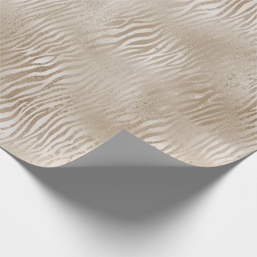 Blassgoldene Glam Glitzy Zebra Druckstreifen Geschenkpapier (Ecke)