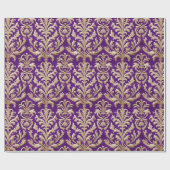 Blassgoldfloral Damask Royal Lila Velvet Geschenkpapier (Flach)