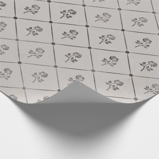 Blassgraue Blütenblüte Geschenkpapier (Ecke)