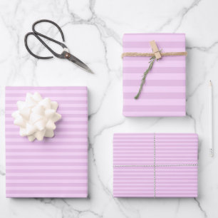 Blassgraue Lila und leicht graue Lila Streifen Geschenkpapier Set