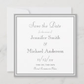Blassgraue Save the Date Hochzeit (Vorderseite)