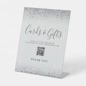 Blassgraue Silberhochzeitkarten geben QR-Code Sockelschild (Vorderseite)