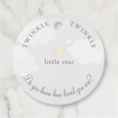 Blassgraue Twinkle Little Star Baby Dusche Geburts Geschenkanhänger (Vorderseite)
