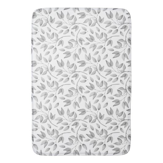 Blassgraue und weiße Blätter / Botanicale | Badematte (Vorderseite Vertikal)