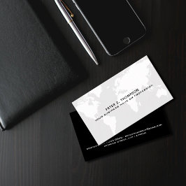 Blassgraue Weltkarte beruflich Visitenkarte