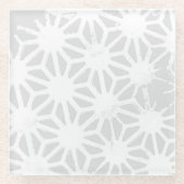 Blassgraues geometrisches Muster Glasuntersetzer (Vorderseite)