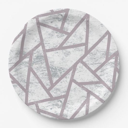 Blassgraues Mosaikmuster Pappteller (Vorderseite)