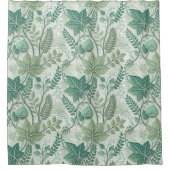 Blassgrün-beiges Vintage-Blumenmuster Duschvorhang (Vorderseite)