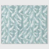 Blassgrün/hellblau mit weißen Federn Geschenkpapier (Flach)